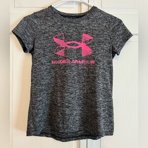 Under Armour Kids Charcoal and Neon Pink Tee